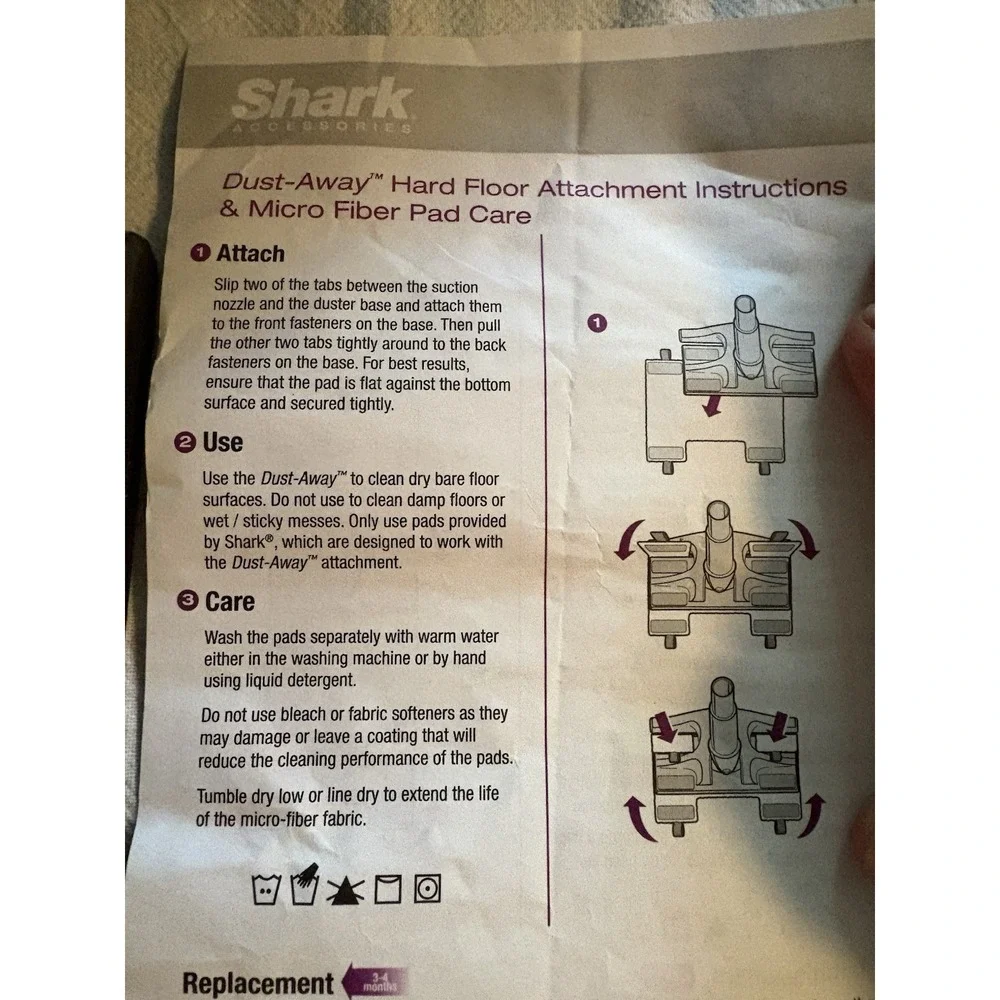 SHARK Ultra UV405 HV300 Dust Away Attachment Brand New With Pad & Instructions